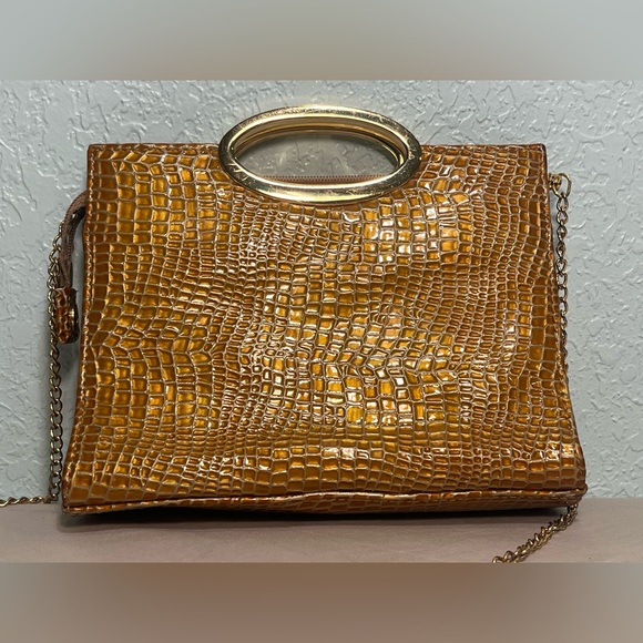 BELLINI Snakeskin Clutch Hand Bag in Yellow Gold - Picture 2 of 10